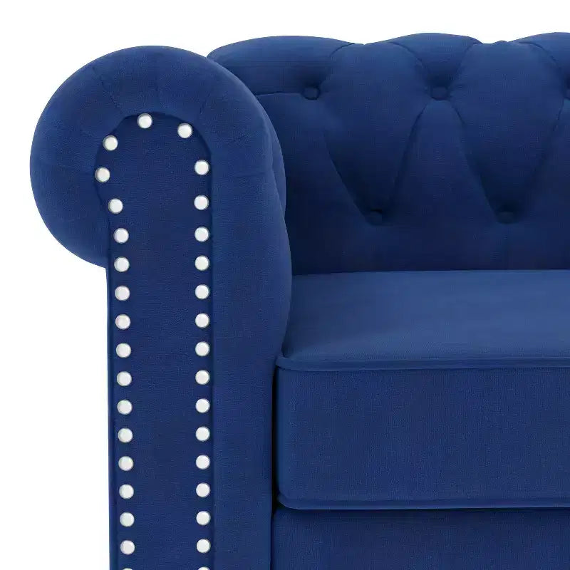 Canapés en velours bleu de 60 po, causeuse 2 places pour ensembles de meubles de salon - Morden Fort