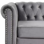 Canapé 3 places Chesterfield avec accoudoirs roulés de 82 po et coussins amovibles Gris – Morden Fort