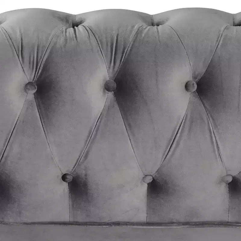 Canapé 3 places Chesterfield avec accoudoirs roulés de 82 po et coussins amovibles Gris – Morden Fort