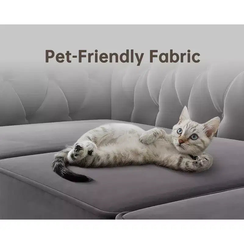Canapé 3 places Chesterfield avec accoudoirs roulés de 82 po et coussins amovibles Gris – Morden Fort