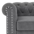 Canapé 3 places Chesterfield avec accoudoirs roulés de 82 po et coussins amovibles Gris – Morden Fort