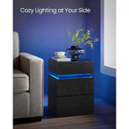 Table de chevet VASAGLE avec lumières LED, couleurs de lumière réglables, table de chevet, table d'appoint avec 3 tiroirs, 35 x 40 x 55 cm
