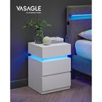 Table de chevet VASAGLE avec lumières LED, couleurs de lumière réglables, table de chevet, table d'appoint avec 3 tiroirs, 35 x 40 x 55 cm