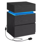 Table de chevet VASAGLE avec lumières LED, couleurs de lumière réglables, table de chevet, table d'appoint avec 3 tiroirs, 35 x 40 x 55 cm