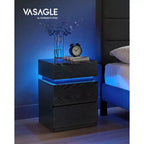 Table de chevet VASAGLE avec lumières LED, couleurs de lumière réglables, table de chevet, table d'appoint avec 3 tiroirs, 35 x 40 x 55 cm