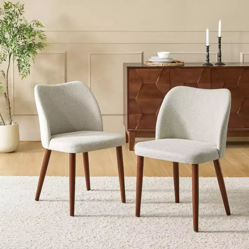Chaise de salle à manger Elisa en tissu, style Mid-century moderne, lot de 2 | ART OF LIVING DESIGNS