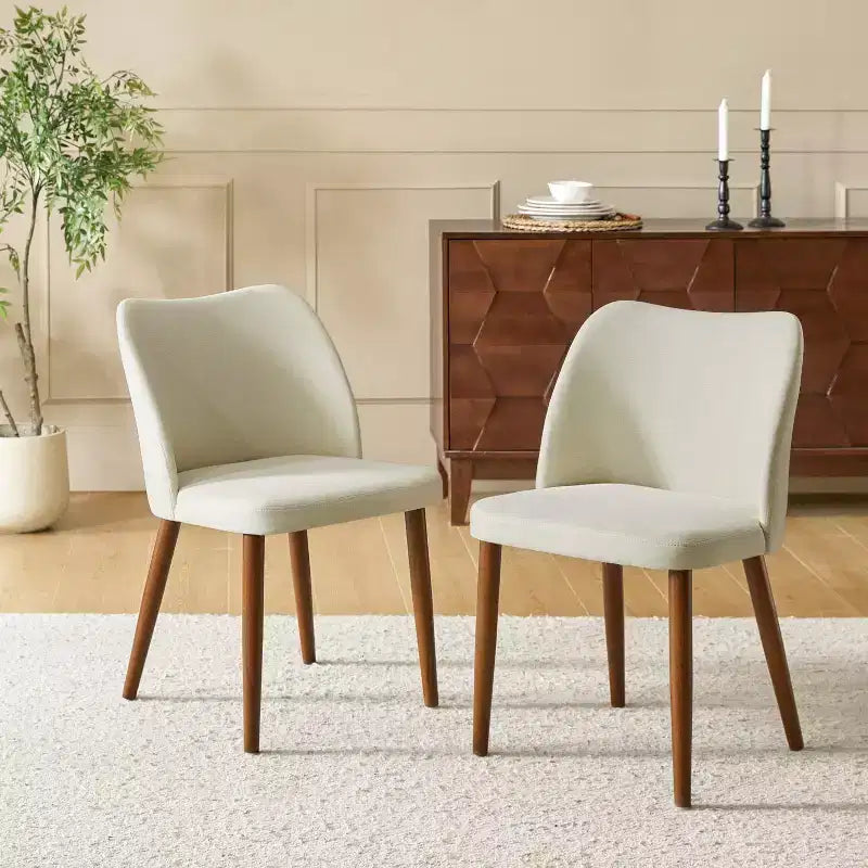 Chaise de salle à manger Elisa en tissu, style Mid-century moderne, lot de 2 | ART OF LIVING DESIGNS