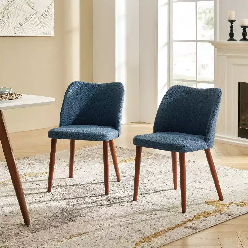 Chaise de salle à manger Elisa en tissu, style Mid-century moderne, lot de 2 | ART OF LIVING DESIGNS