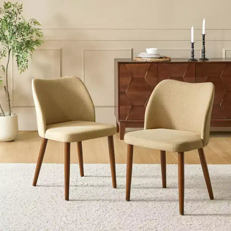 Chaise de salle à manger Elisa en tissu, style Mid-century moderne, lot de 2 | ART OF LIVING DESIGNS