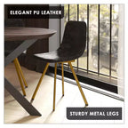 LeisureMod Markley - Lot de 4 chaises de salle à manger modernes en similicuir avec pieds dorés, assise rembourrée, design élégant pour cuisine, salle à manger, bureau ou café.