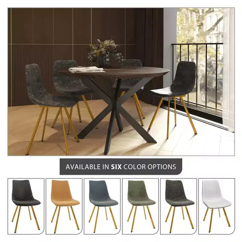 LeisureMod Markley - Lot de 4 chaises de salle à manger modernes en similicuir avec pieds dorés, assise rembourrée, design élégant pour cuisine, salle à manger, bureau ou café.