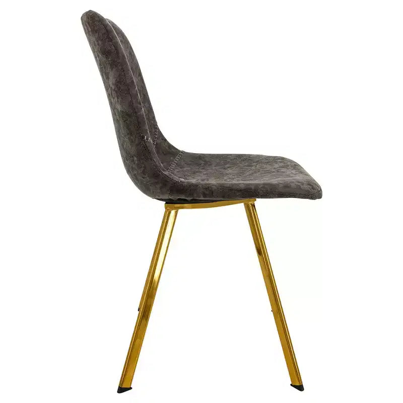 LeisureMod Markley - Lot de 4 chaises de salle à manger modernes en similicuir avec pieds dorés, assise rembourrée, design élégant pour cuisine, salle à manger, bureau ou café.