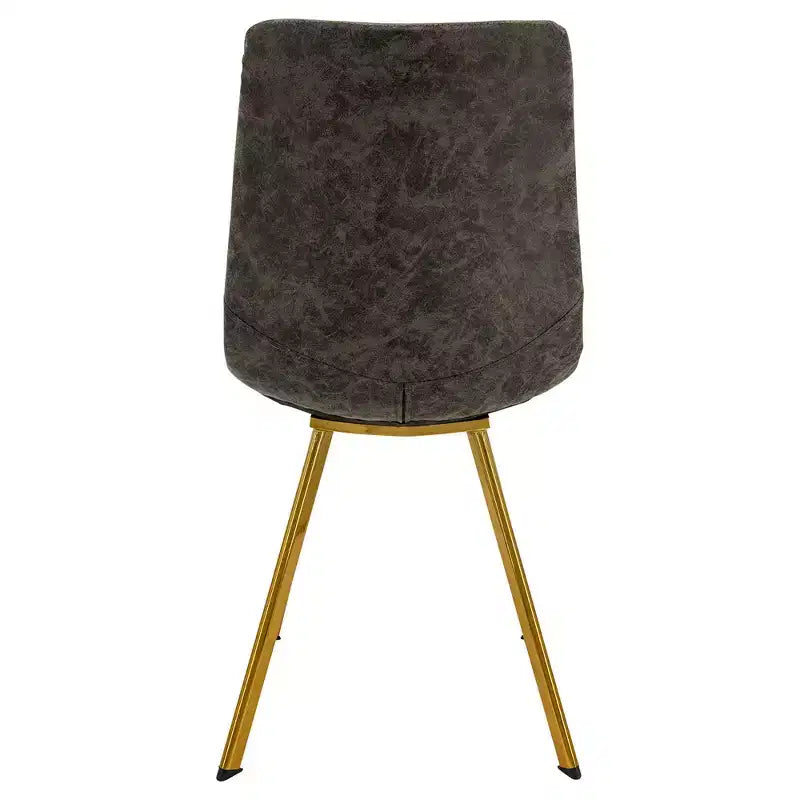 LeisureMod Markley - Lot de 4 chaises de salle à manger modernes en similicuir avec pieds dorés, assise rembourrée, design élégant pour cuisine, salle à manger, bureau ou café.