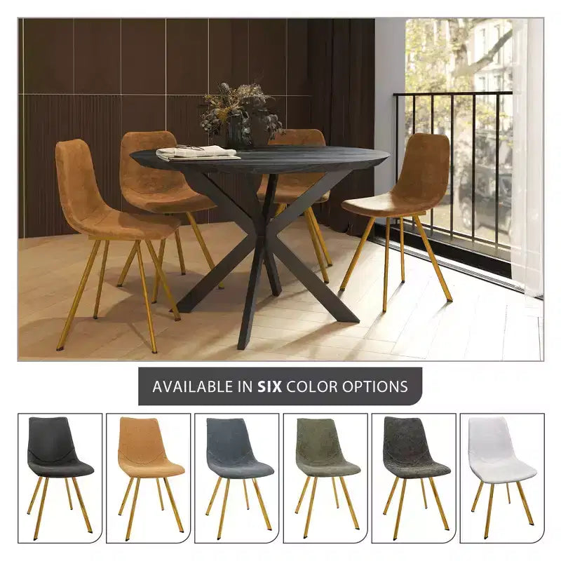 LeisureMod Markley - Lot de 4 chaises de salle à manger modernes en similicuir avec pieds dorés, assise rembourrée, design élégant pour cuisine, salle à manger, bureau ou café.