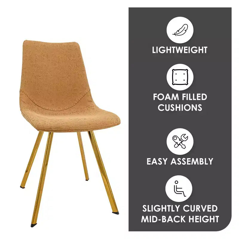 LeisureMod Markley - Lot de 4 chaises de salle à manger modernes en similicuir avec pieds dorés, assise rembourrée, design élégant pour cuisine, salle à manger, bureau ou café.