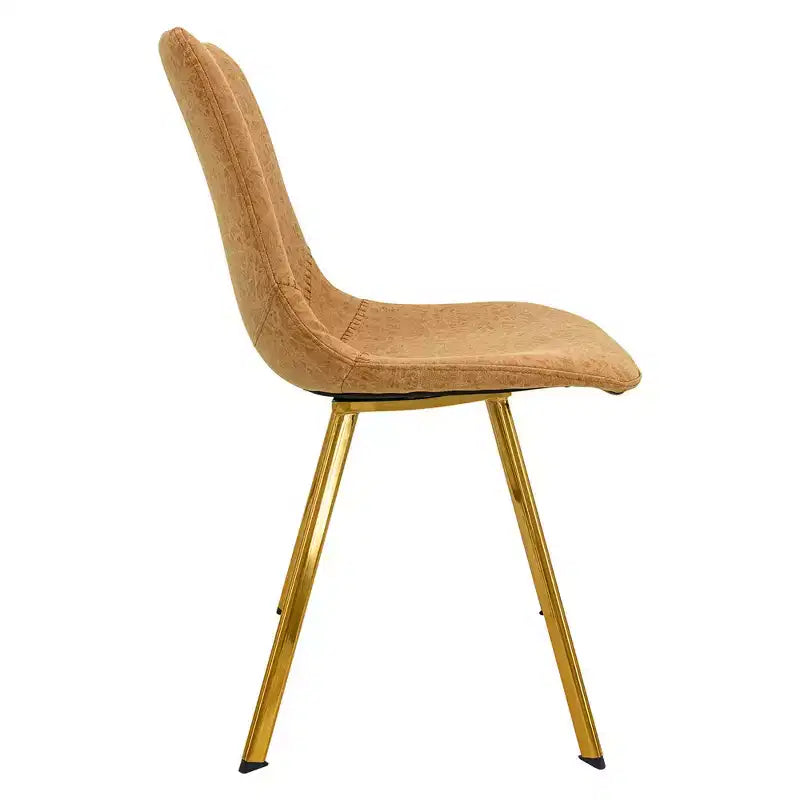LeisureMod Markley - Lot de 4 chaises de salle à manger modernes en similicuir avec pieds dorés, assise rembourrée, design élégant pour cuisine, salle à manger, bureau ou café.