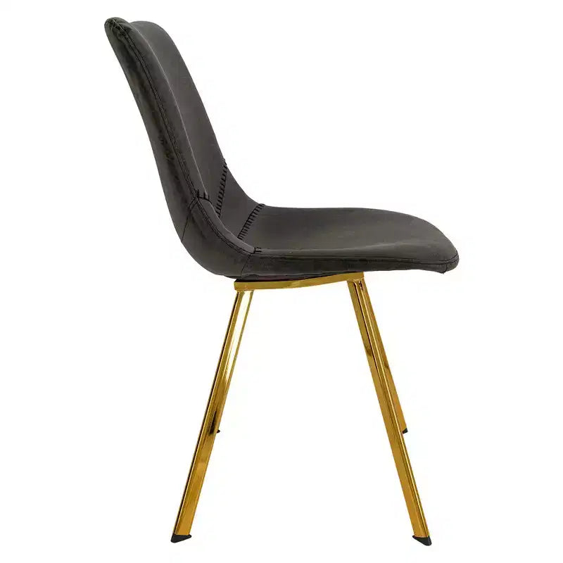 LeisureMod Markley - Lot de 4 chaises de salle à manger modernes en similicuir avec pieds dorés, assise rembourrée, design élégant pour cuisine, salle à manger, bureau ou café.