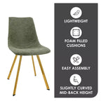 LeisureMod Markley - Lot de 4 chaises de salle à manger modernes en similicuir avec pieds dorés, assise rembourrée, design élégant pour cuisine, salle à manger, bureau ou café.