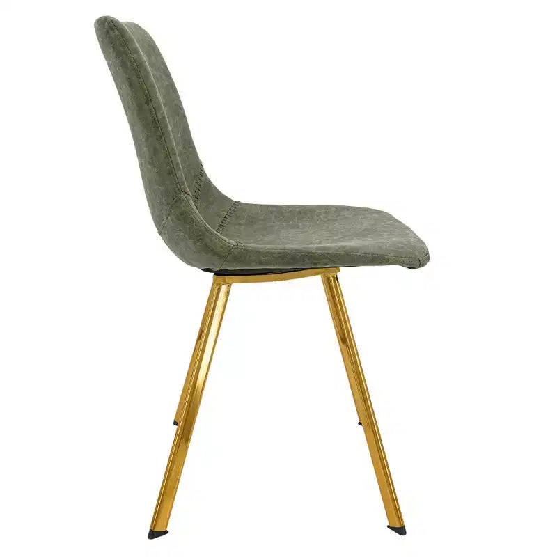 LeisureMod Markley - Lot de 4 chaises de salle à manger modernes en similicuir avec pieds dorés, assise rembourrée, design élégant pour cuisine, salle à manger, bureau ou café.