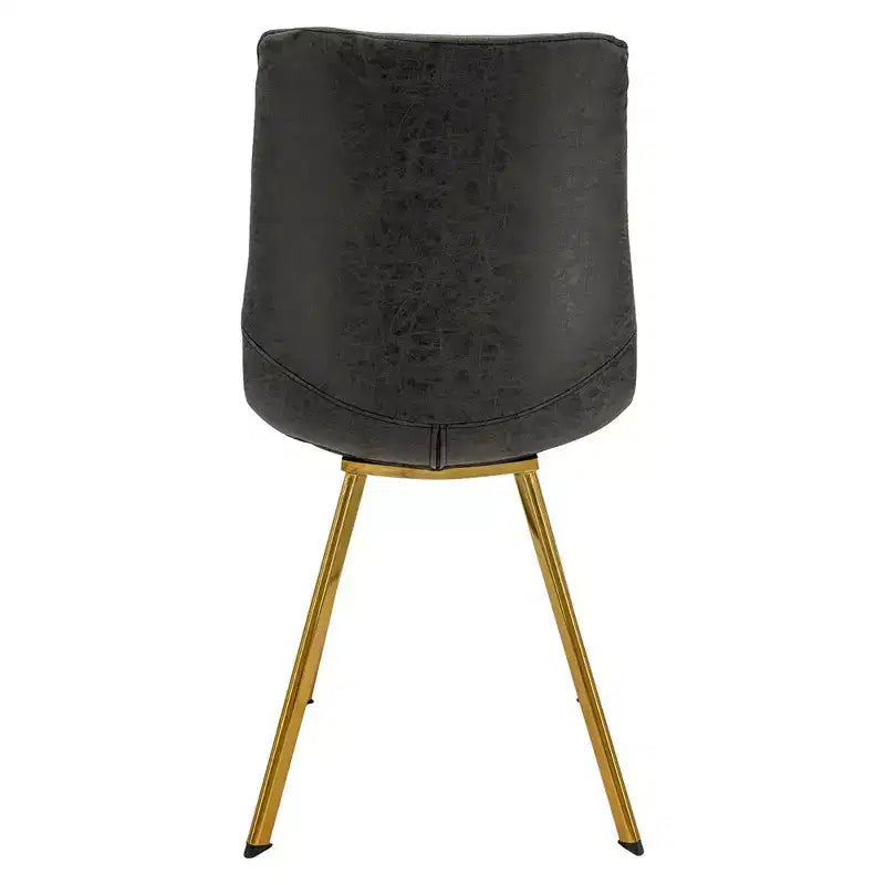 LeisureMod Markley - Lot de 4 chaises de salle à manger modernes en similicuir avec pieds dorés, assise rembourrée, design élégant pour cuisine, salle à manger, bureau ou café.