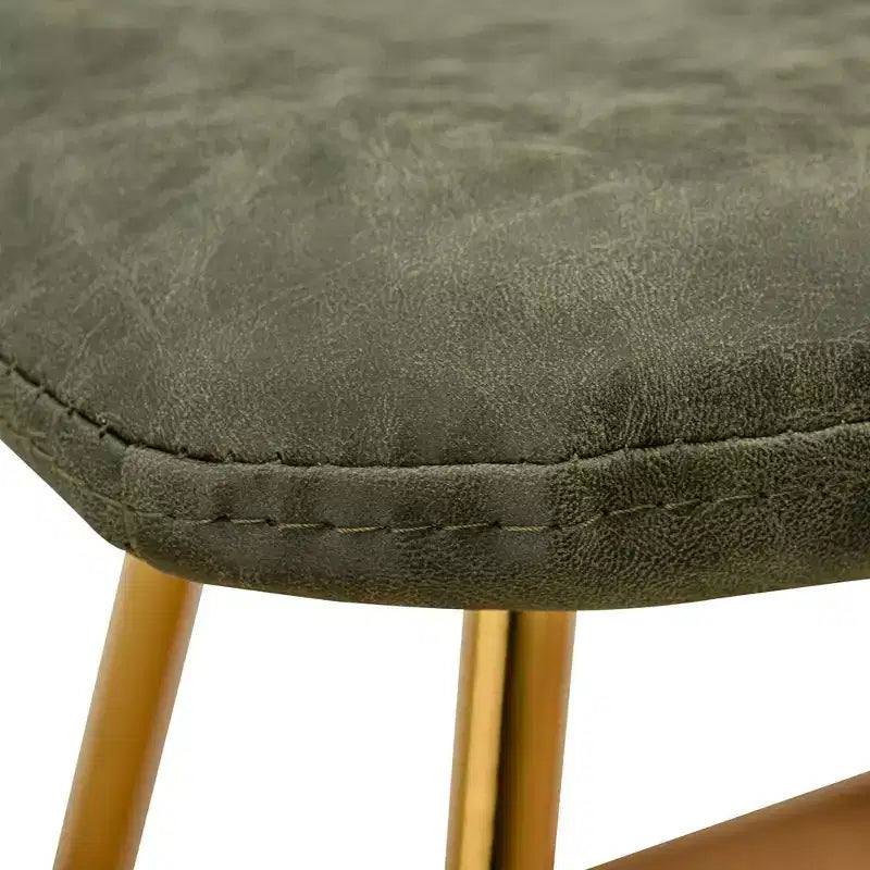 LeisureMod Markley - Lot de 4 chaises de salle à manger modernes en similicuir avec pieds dorés, assise rembourrée, design élégant pour cuisine, salle à manger, bureau ou café.