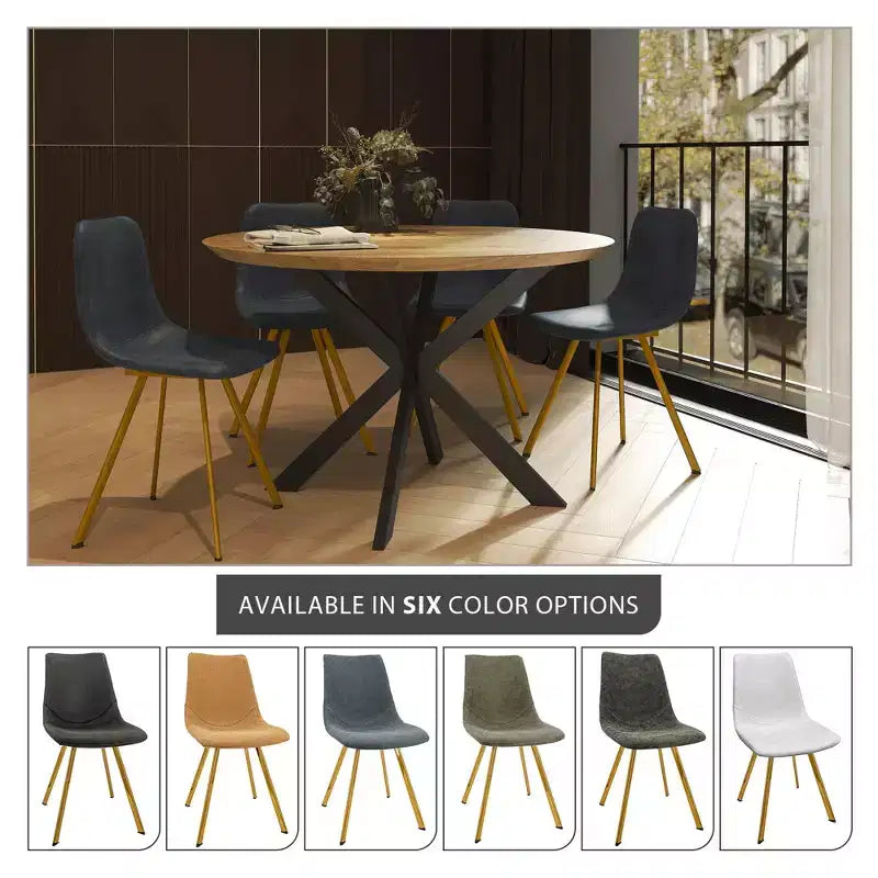 LeisureMod Markley - Lot de 4 chaises de salle à manger modernes en similicuir avec pieds dorés, assise rembourrée, design élégant pour cuisine, salle à manger, bureau ou café.