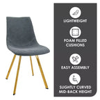 LeisureMod Markley - Lot de 4 chaises de salle à manger modernes en similicuir avec pieds dorés, assise rembourrée, design élégant pour cuisine, salle à manger, bureau ou café.