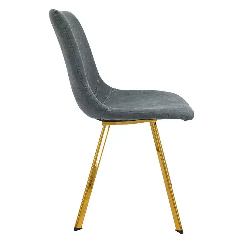 LeisureMod Markley - Lot de 4 chaises de salle à manger modernes en similicuir avec pieds dorés, assise rembourrée, design élégant pour cuisine, salle à manger, bureau ou café.