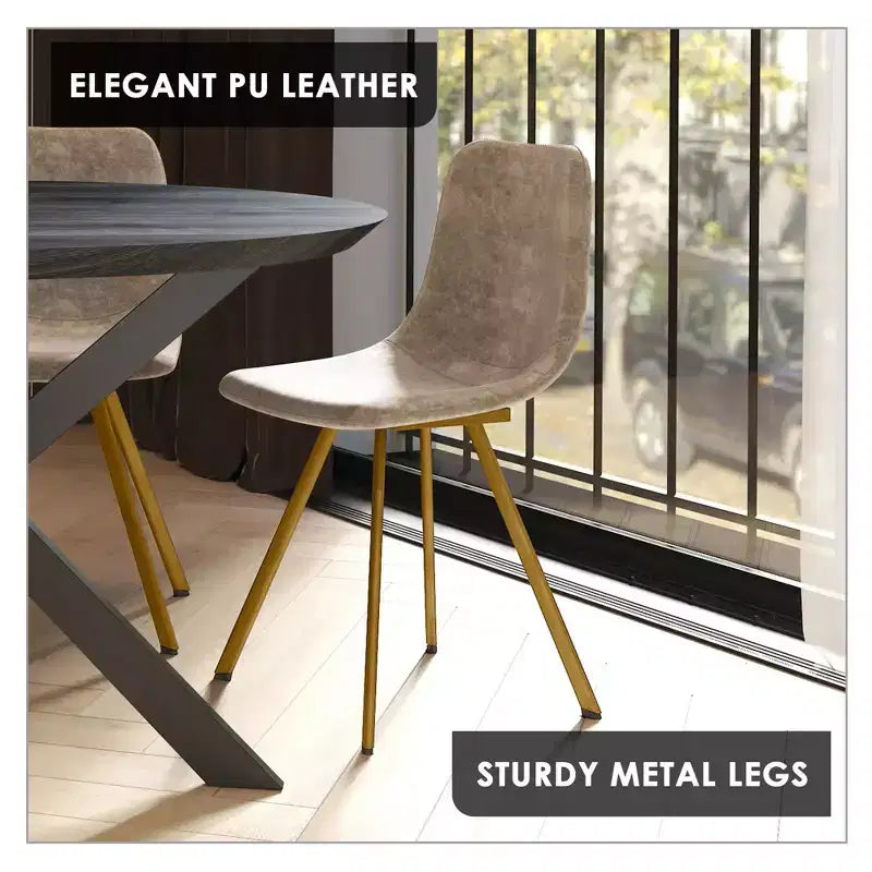 LeisureMod Markley - Lot de 4 chaises de salle à manger modernes en similicuir avec pieds dorés, assise rembourrée, design élégant pour cuisine, salle à manger, bureau ou café.