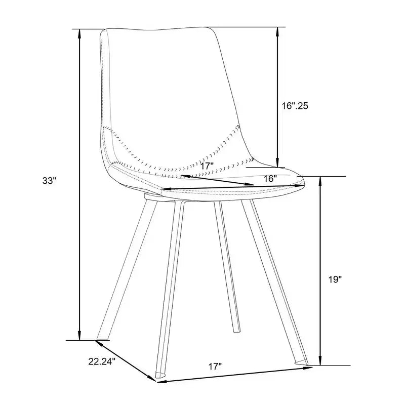 LeisureMod Markley - Lot de 4 chaises de salle à manger modernes en similicuir avec pieds dorés, assise rembourrée, design élégant pour cuisine, salle à manger, bureau ou café.