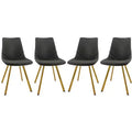 LeisureMod Markley Modern Faux Leather Dining Chair Set of 4 with Gold Legs, Upholstered Seat, Sleek Design for Kitchen, Dining Room, Office, or Cafe