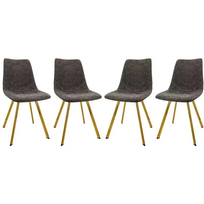 LeisureMod Markley - Lot de 4 chaises de salle à manger modernes en similicuir avec pieds dorés, assise rembourrée, design élégant pour cuisine, salle à manger, bureau ou café.