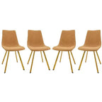 LeisureMod Markley - Lot de 4 chaises de salle à manger modernes en similicuir avec pieds dorés, assise rembourrée, design élégant pour cuisine, salle à manger, bureau ou café.