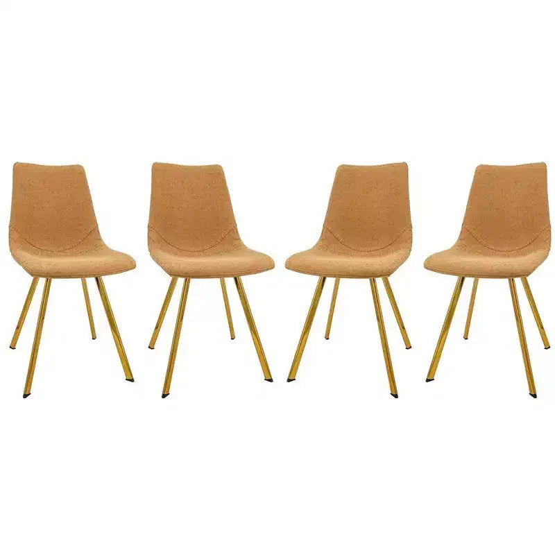 LeisureMod Markley - Lot de 4 chaises de salle à manger modernes en similicuir avec pieds dorés, assise rembourrée, design élégant pour cuisine, salle à manger, bureau ou café.
