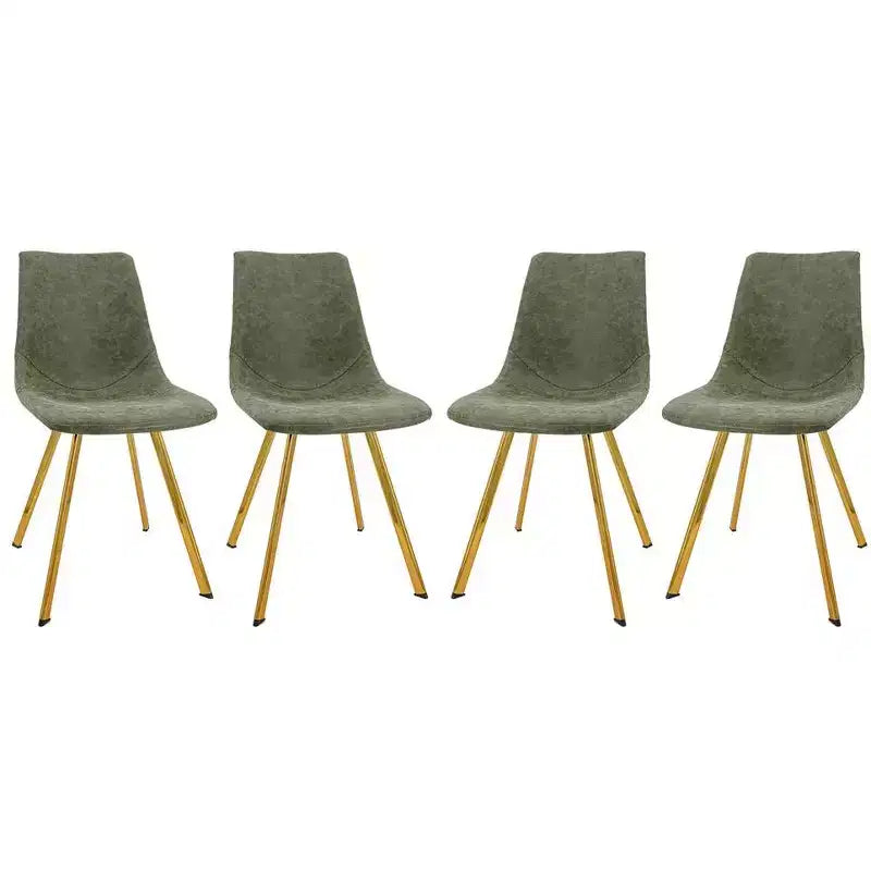 LeisureMod Markley - Lot de 4 chaises de salle à manger modernes en similicuir avec pieds dorés, assise rembourrée, design élégant pour cuisine, salle à manger, bureau ou café.