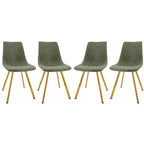 LeisureMod Markley - Lot de 4 chaises de salle à manger modernes en similicuir avec pieds dorés, assise rembourrée, design élégant pour cuisine, salle à manger, bureau ou café.