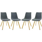 LeisureMod Markley - Lot de 4 chaises de salle à manger modernes en similicuir avec pieds dorés, assise rembourrée, design élégant pour cuisine, salle à manger, bureau ou café.