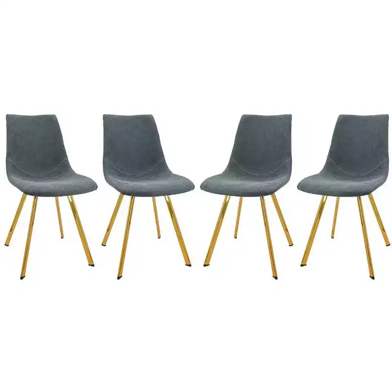 LeisureMod Markley - Lot de 4 chaises de salle à manger modernes en similicuir avec pieds dorés, assise rembourrée, design élégant pour cuisine, salle à manger, bureau ou café.