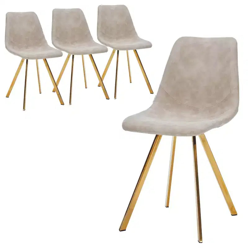 LeisureMod Markley - Lot de 4 chaises de salle à manger modernes en similicuir avec pieds dorés, assise rembourrée, design élégant pour cuisine, salle à manger, bureau ou café.