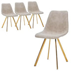 LeisureMod Markley - Lot de 4 chaises de salle à manger modernes en similicuir avec pieds dorés, assise rembourrée, design élégant pour cuisine, salle à manger, bureau ou café.