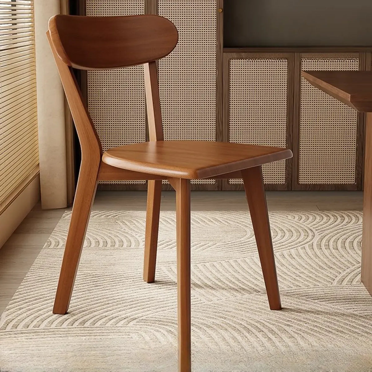 Chaise de salle à manger moderne sans accoudoirs, en bois, à dossier bas et ouvert