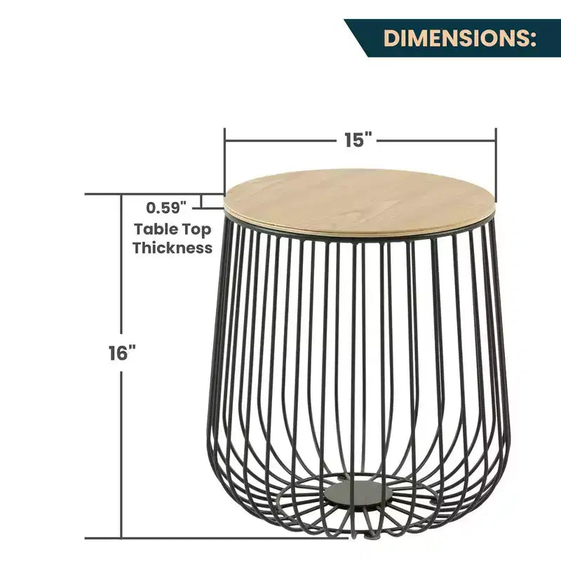 LeisureMod Runswick Table d'appoint moderne du milieu du siècle - Table d'appoint en bois et métal avec rangement à plateau relevable et compartiment caché