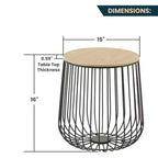 LeisureMod Runswick Table d'appoint moderne du milieu du siècle - Table d'appoint en bois et métal avec rangement à plateau relevable et compartiment caché