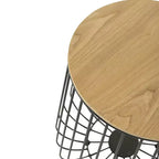 LeisureMod Runswick Table d'appoint moderne du milieu du siècle - Table d'appoint en bois et métal avec rangement à plateau relevable et compartiment caché