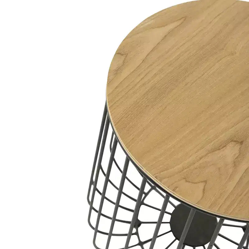 LeisureMod Runswick Table d'appoint moderne du milieu du siècle - Table d'appoint en bois et métal avec rangement à plateau relevable et compartiment caché