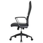 Chaise de bureau LeisureMod Hilton dossier haut en cuir nervuré - Cadre en acier robuste pivotant et inclinable - Chaise de bureau de direction moderne