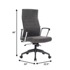 Chaise de bureau LeisureMod Hilton dossier haut en cuir nervuré - Cadre en acier robuste pivotant et inclinable - Chaise de bureau de direction moderne