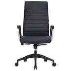 Chaise de bureau LeisureMod Hilton dossier haut en cuir nervuré - Cadre en acier robuste pivotant et inclinable - Chaise de bureau de direction moderne