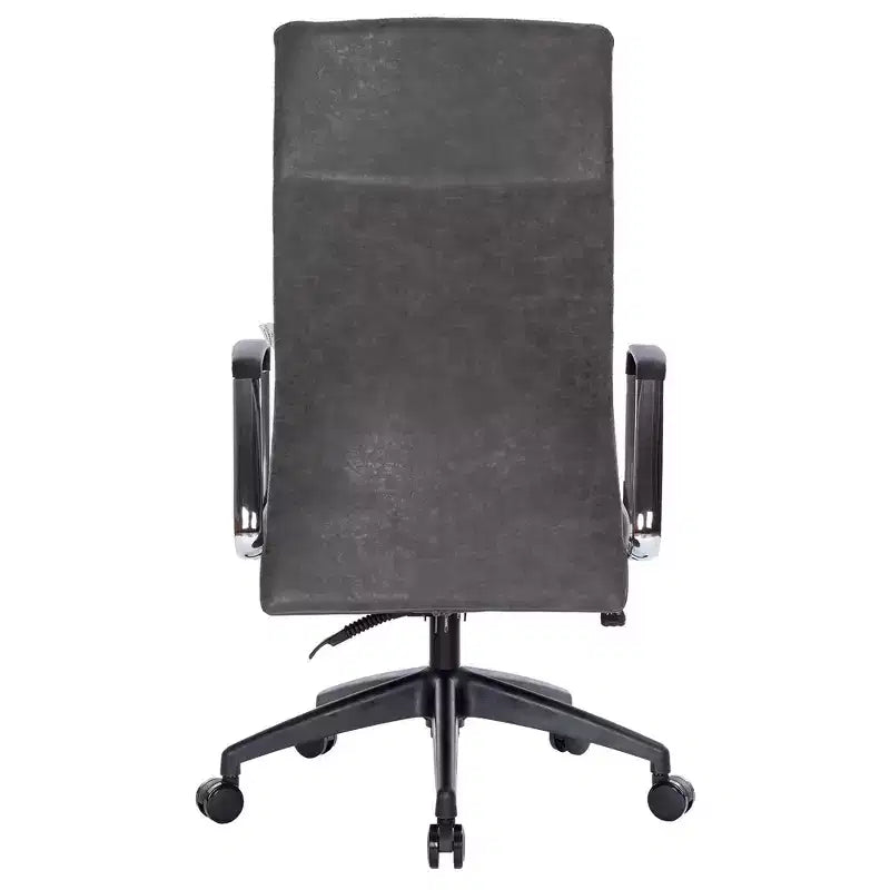 Chaise de bureau LeisureMod Hilton dossier haut en cuir nervuré - Cadre en acier robuste pivotant et inclinable - Chaise de bureau de direction moderne