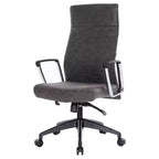 Chaise de bureau LeisureMod Hilton dossier haut en cuir nervuré - Cadre en acier robuste pivotant et inclinable - Chaise de bureau de direction moderne